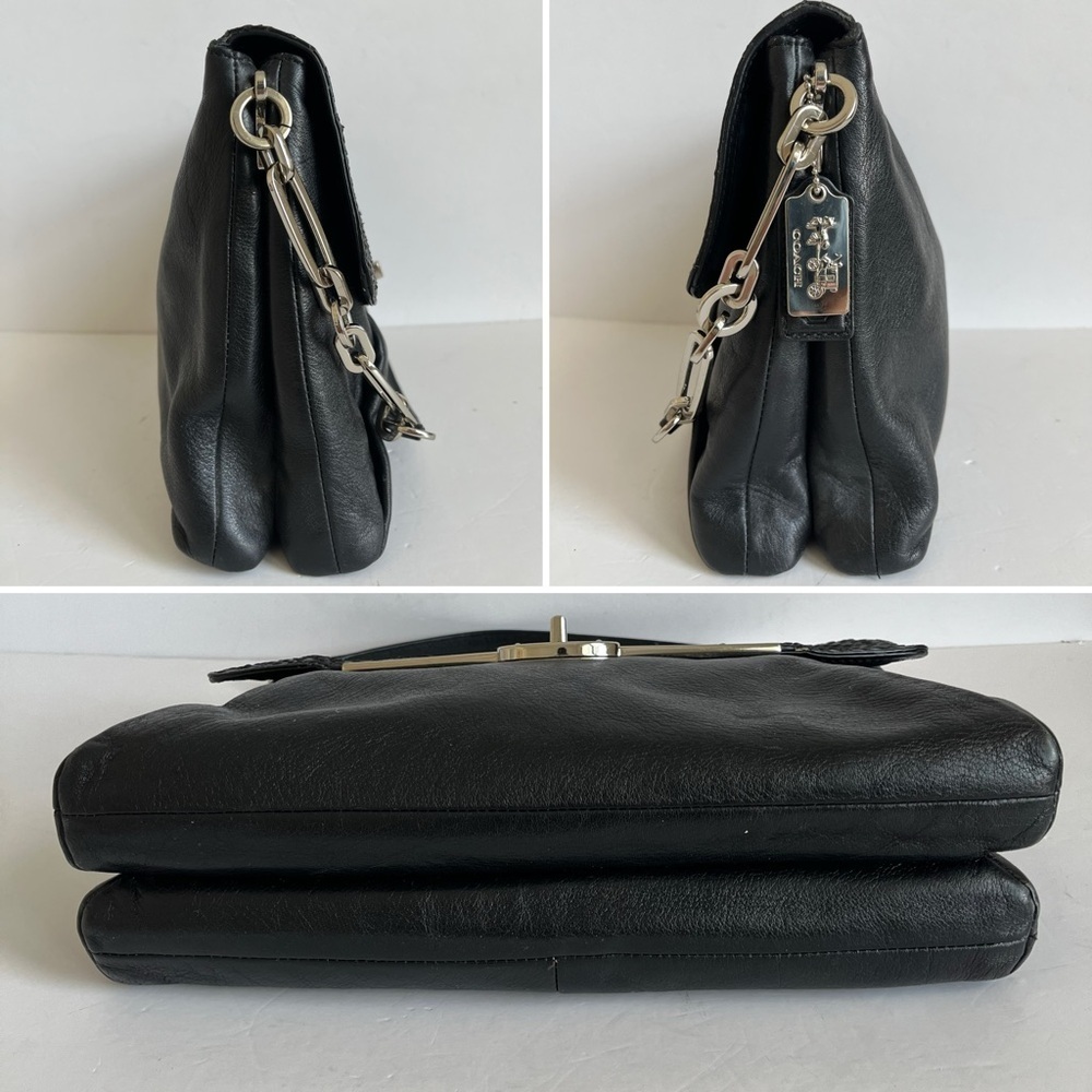 Coach Madison Glitter Python Flap Leather Shoulder Bag - Picture 4 of 10
